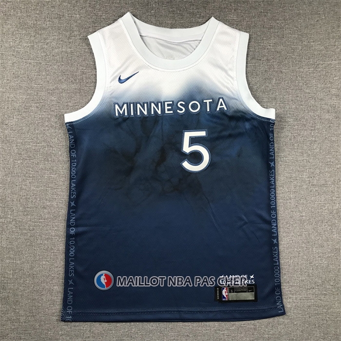 Maillot Enfant Minnesota Timberwolves Anthony Edwards NO 5 Ville 2023-24 Bleu